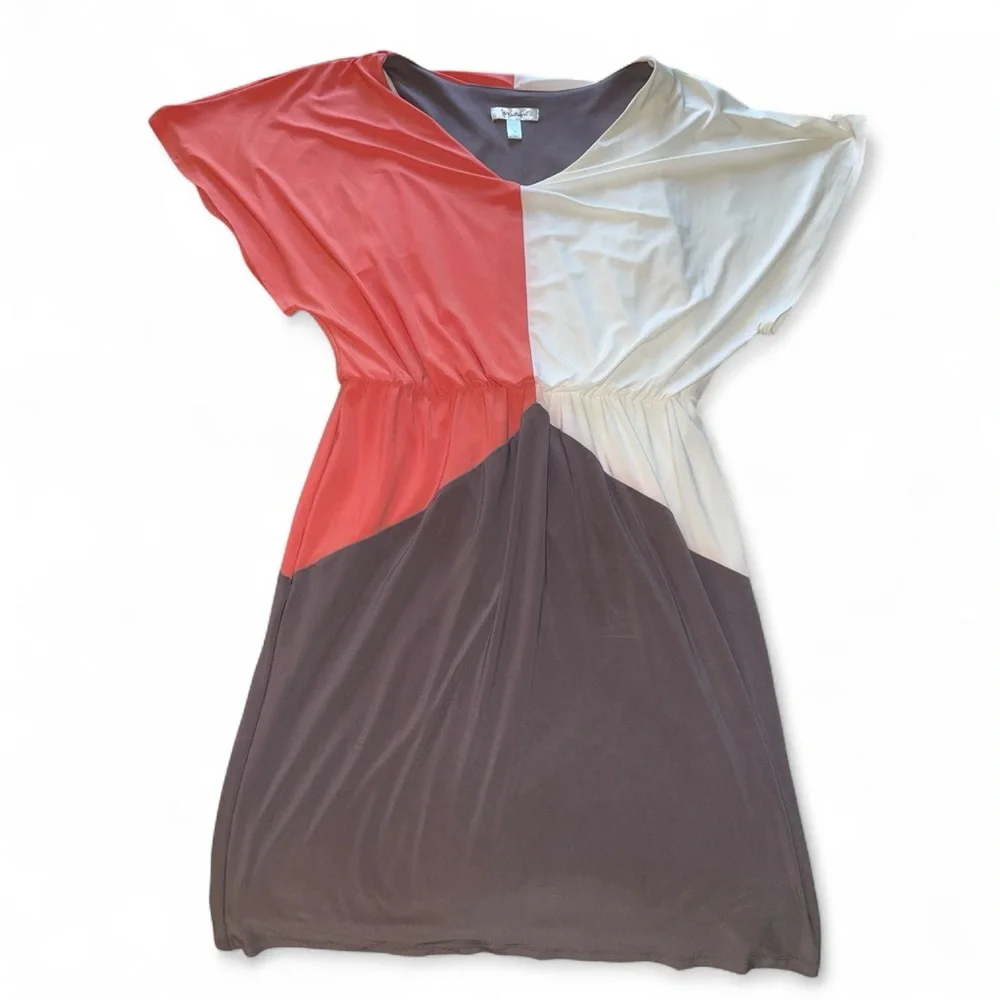 Dress Barn color block orange‎ brown and white dress - Picture 7 of 7